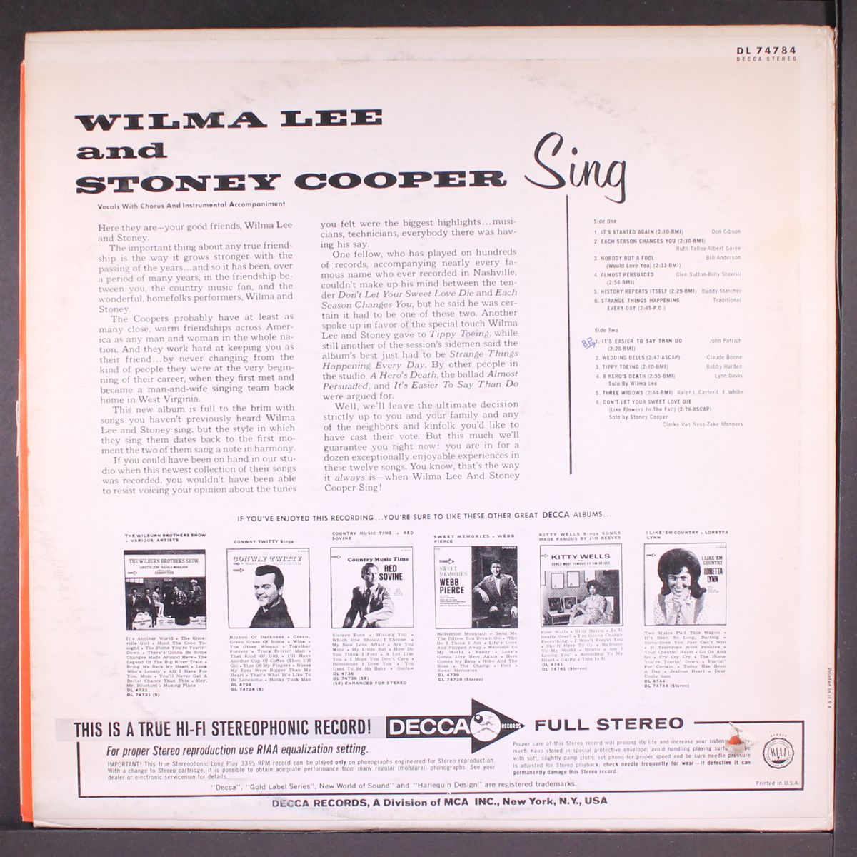 sing by WILMA LEE & STONEY COOPER