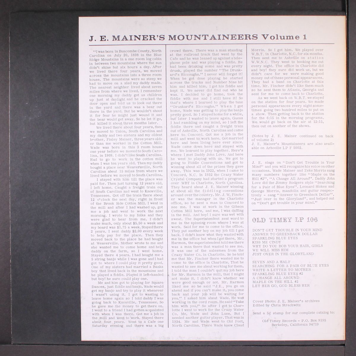 vol. 1 by J.E. MAINER'S MOUNTAINEERS