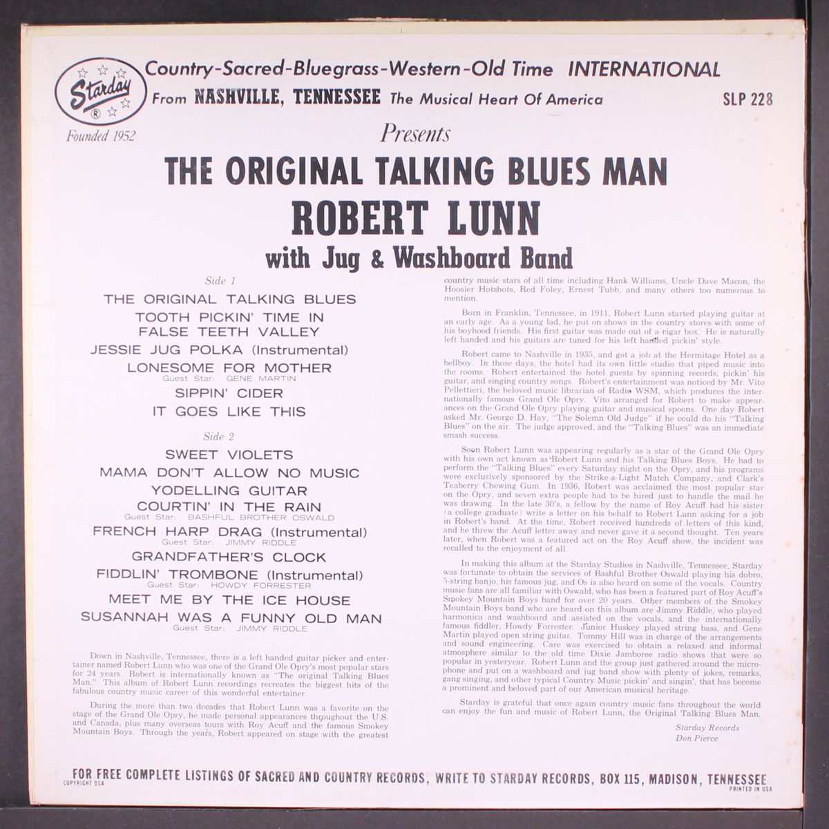 the original talking blues man by ROBERT LUNN