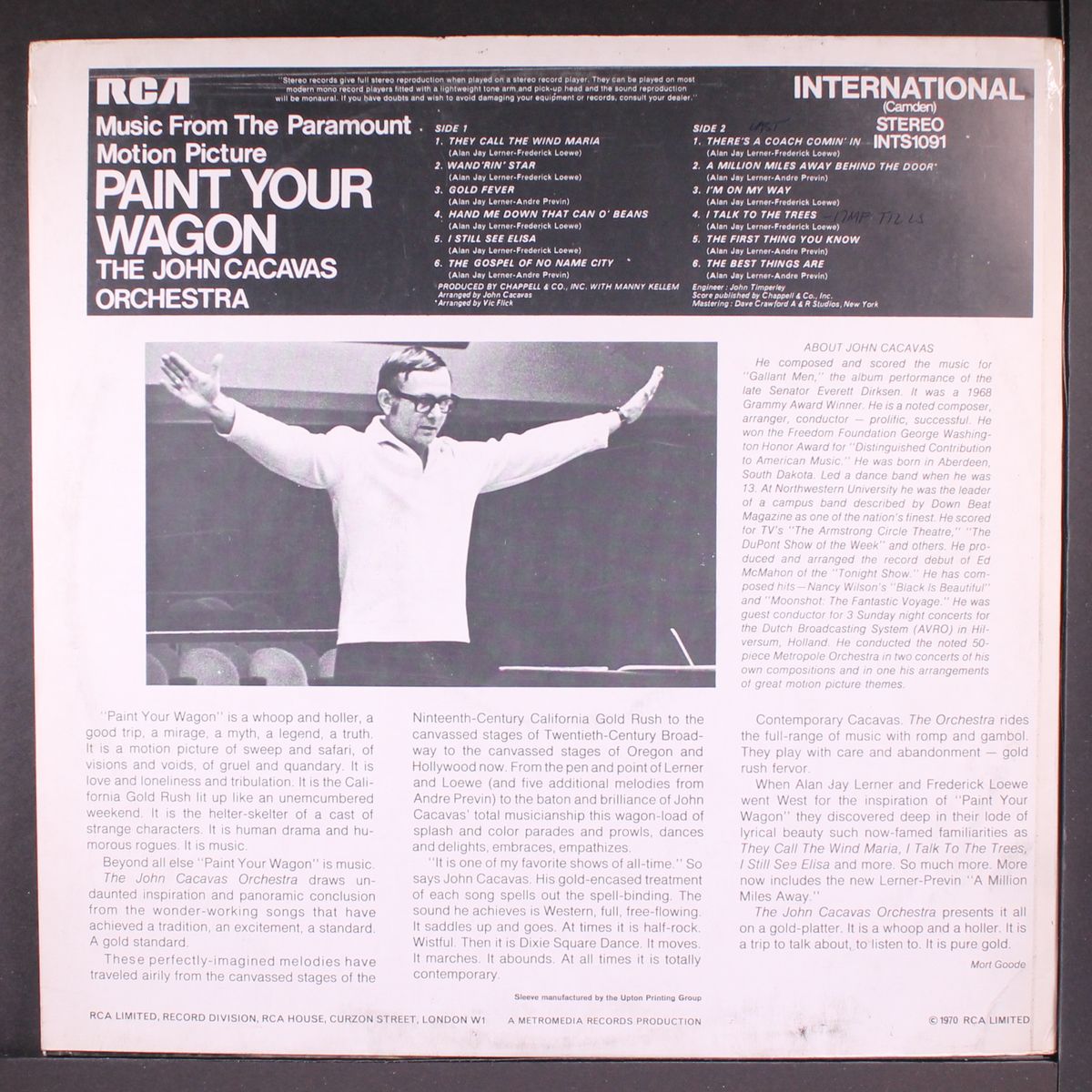 music from paint your wagon by JOHN CACAVAS
