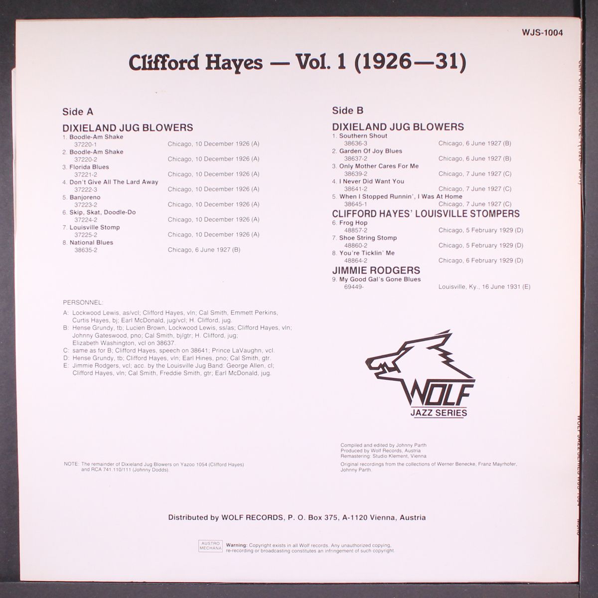 vol. 1, 1926-31 by CLIFFORD HAYES