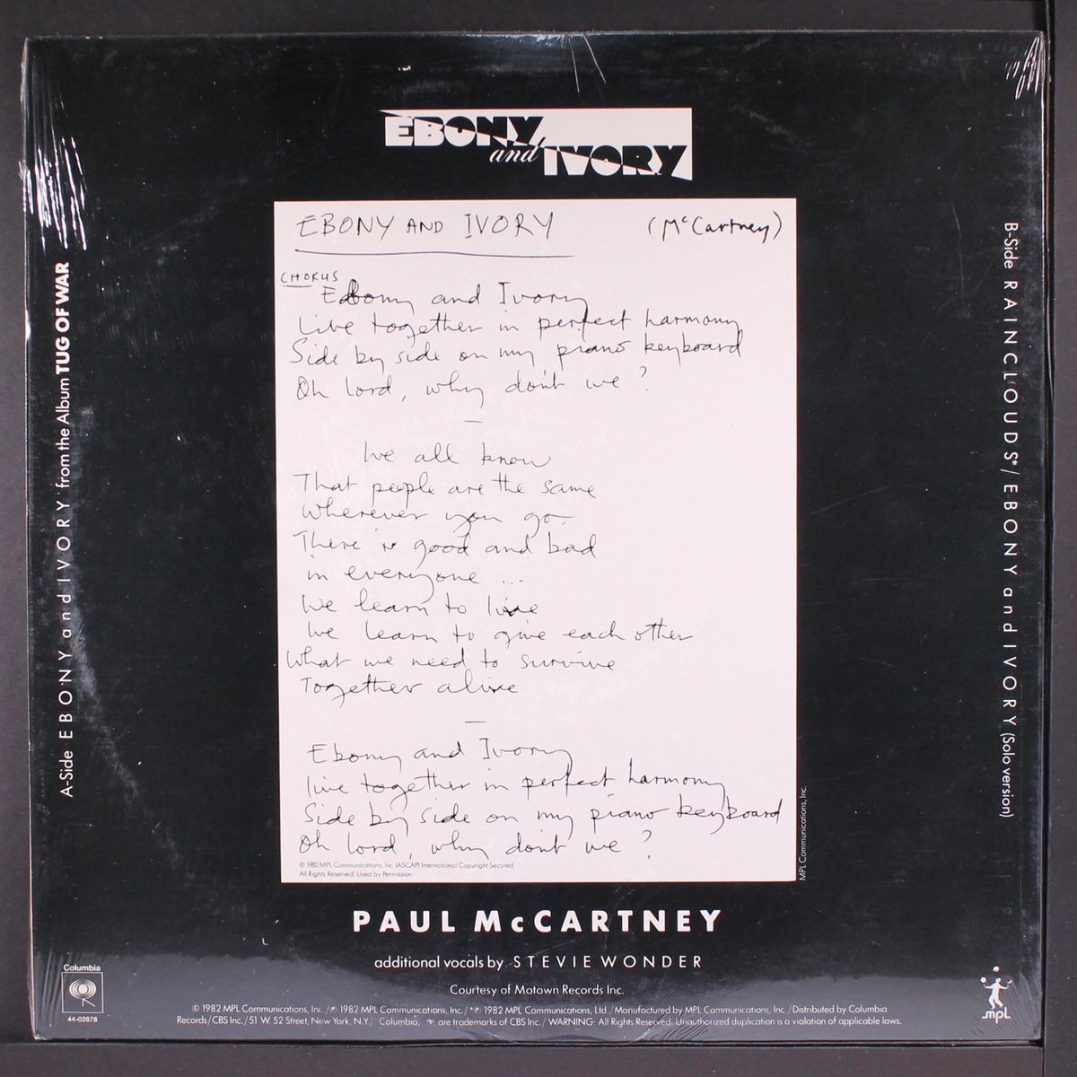 ebony and ivory / rainclouds / solo version by PAUL MCCARTNEY & STEVIE WONDER
