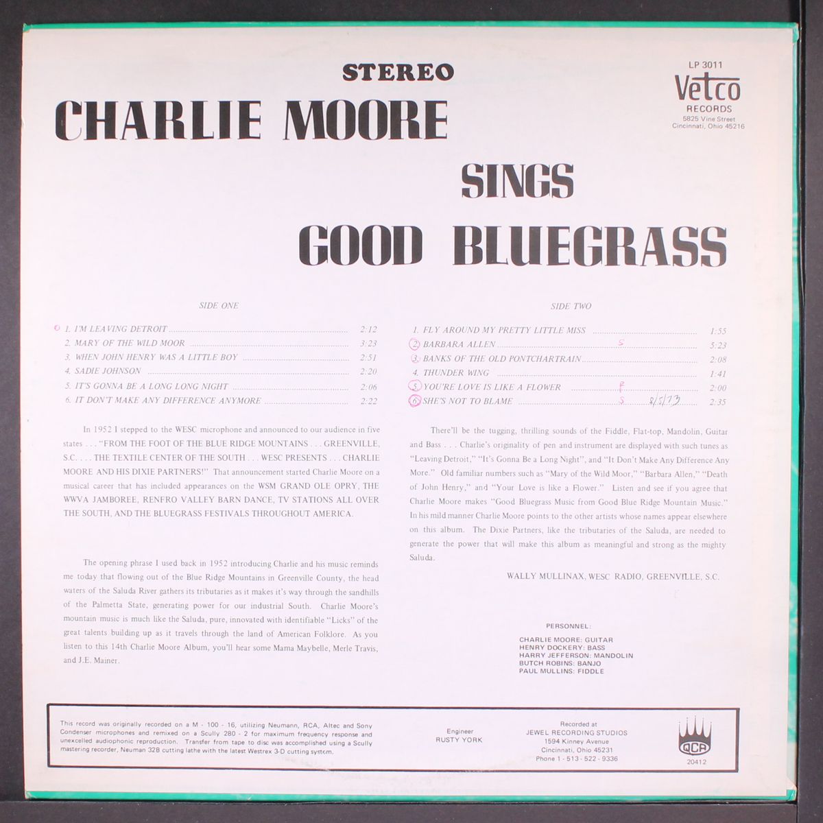 sings good bluegrass by CHARLIE MOORE