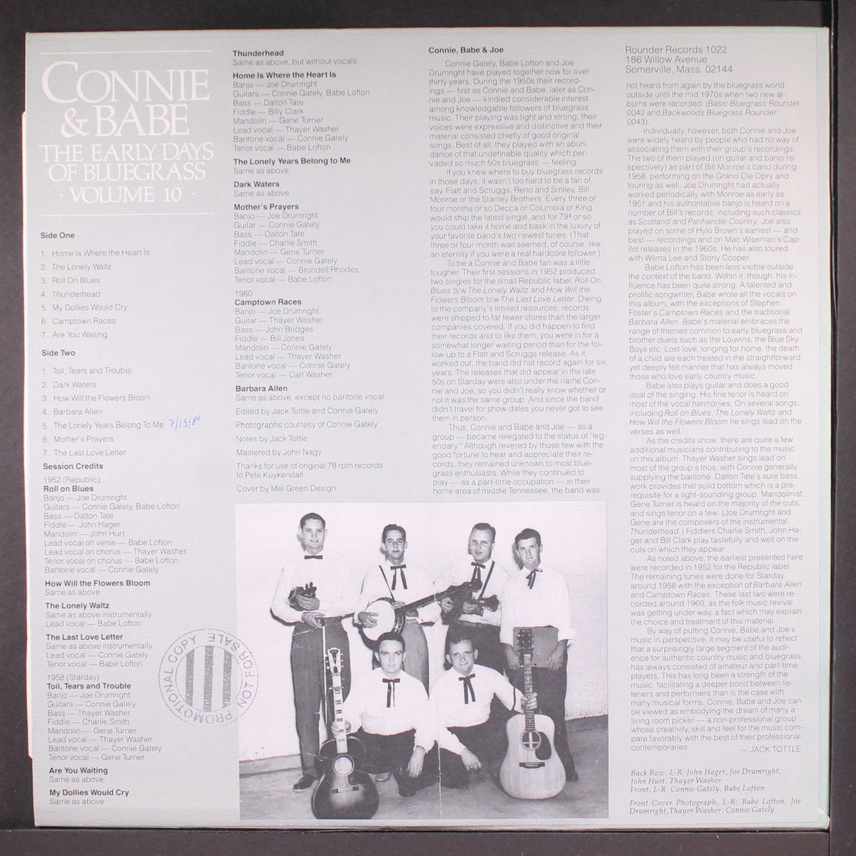 the early days of bluegrass, vol. 10 by CONNIE & BABE