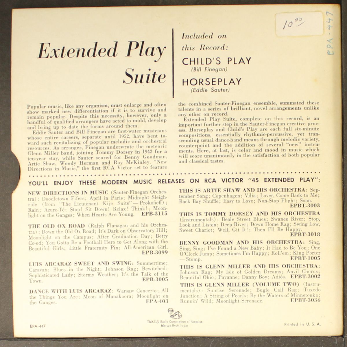 extended play suite by SAUTER-FINEGAN ORCH