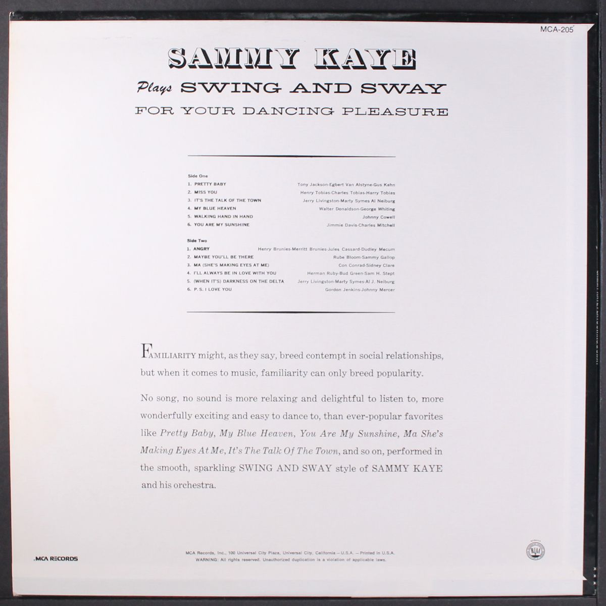 swing & sway by SAMMY KAYE