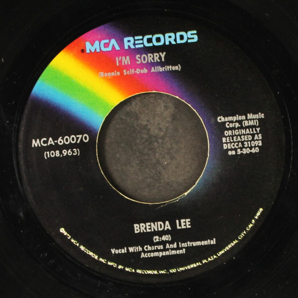 i'm sorry / all alone am i by BRENDA LEE