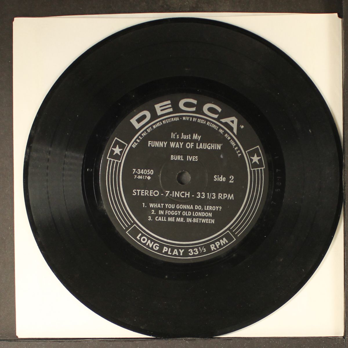 it's just my funny way of laughin' by BURL IVES