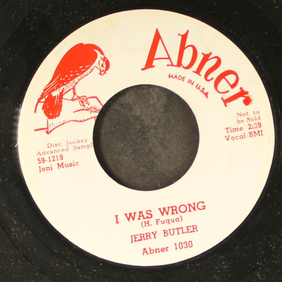 couldn't go to sleep / i was wrong by JERRY BUTLER