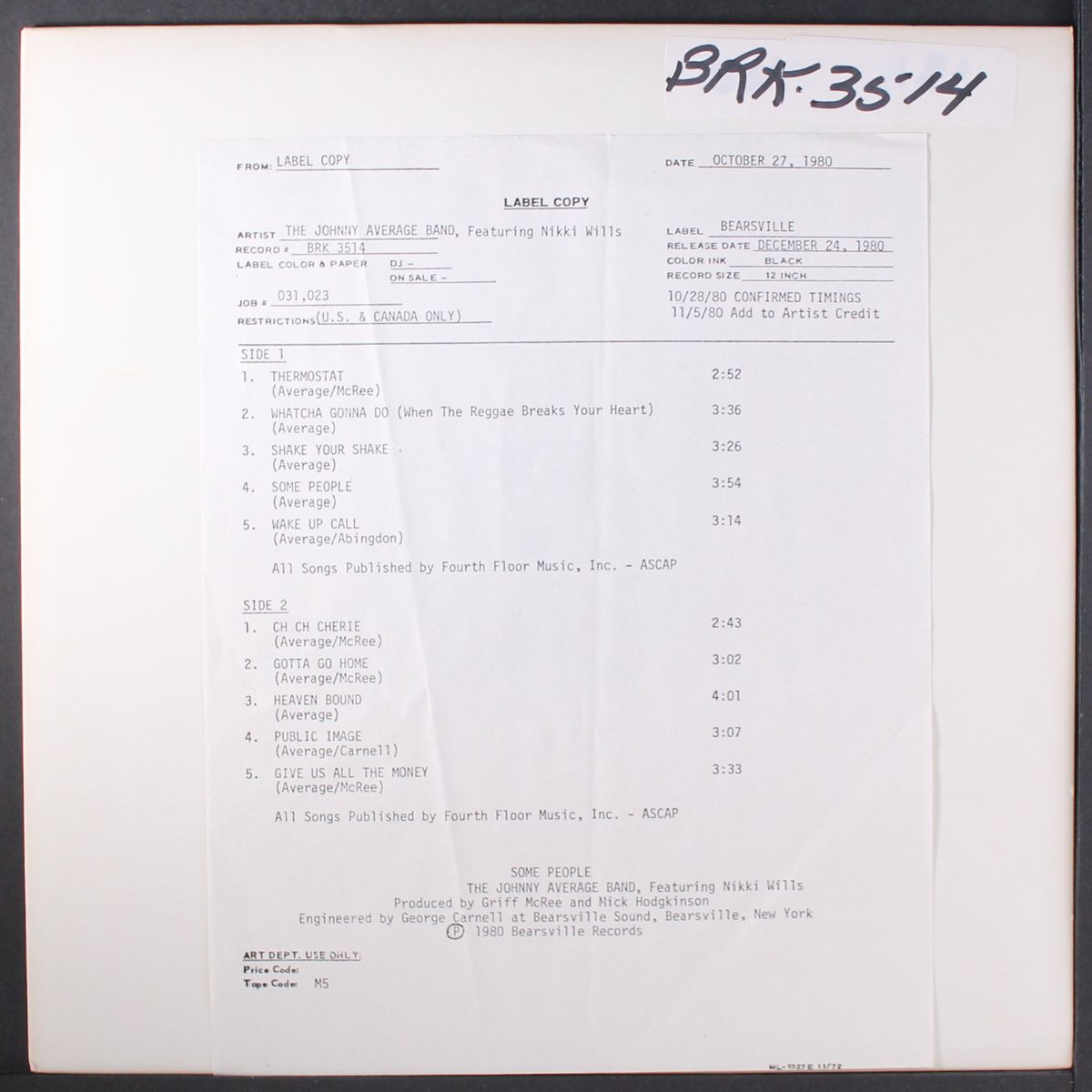 some people by JOHNNY AVERAGE BAND