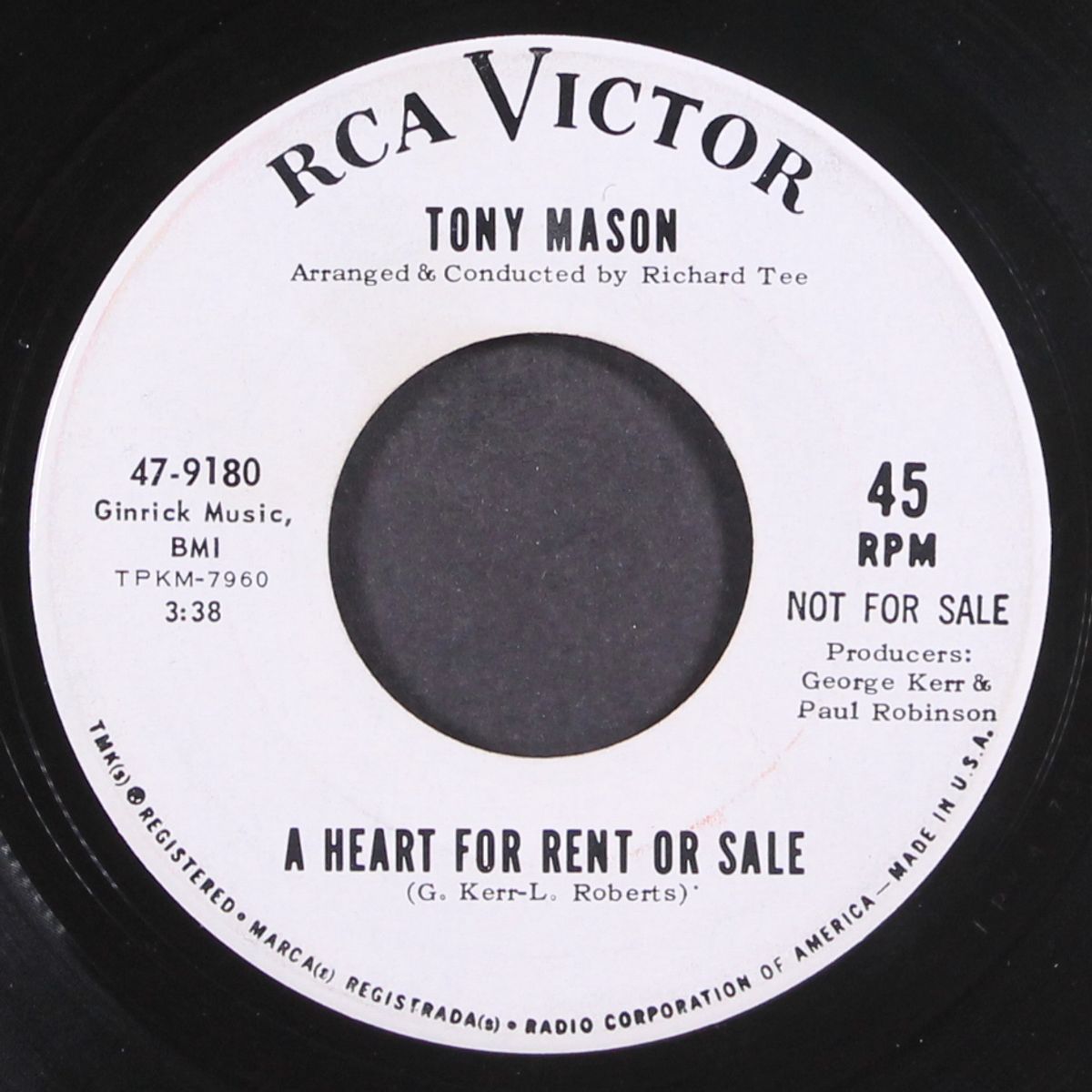 a heart for rent or sale / scram by TONY MASON