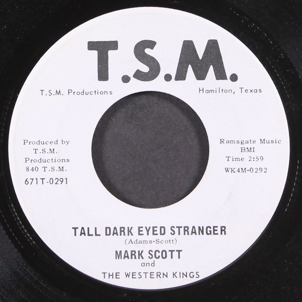 open up sheriff and let me out / tall dark eyed stranger by MARK SCOTT