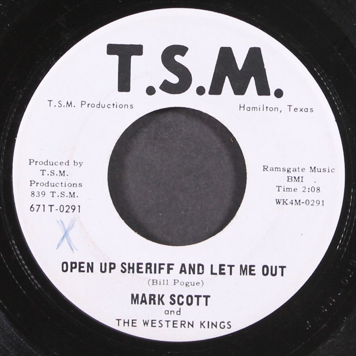 open up sheriff and let me out / tall dark eyed stranger by MARK SCOTT