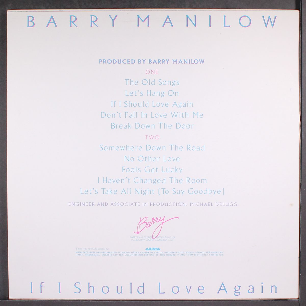 if i should love again by BARRY MANILOW
