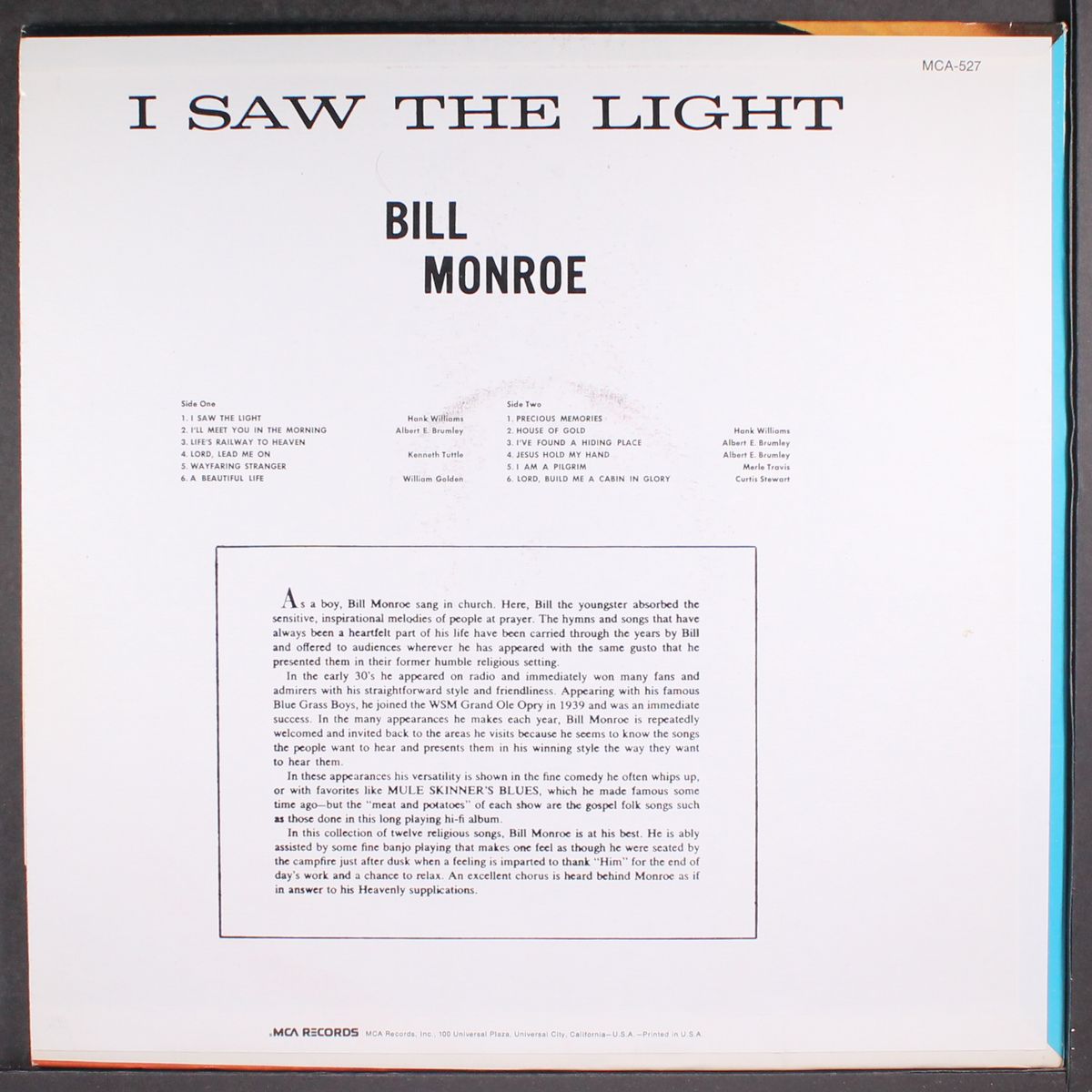 i saw the light by BILL MONROE