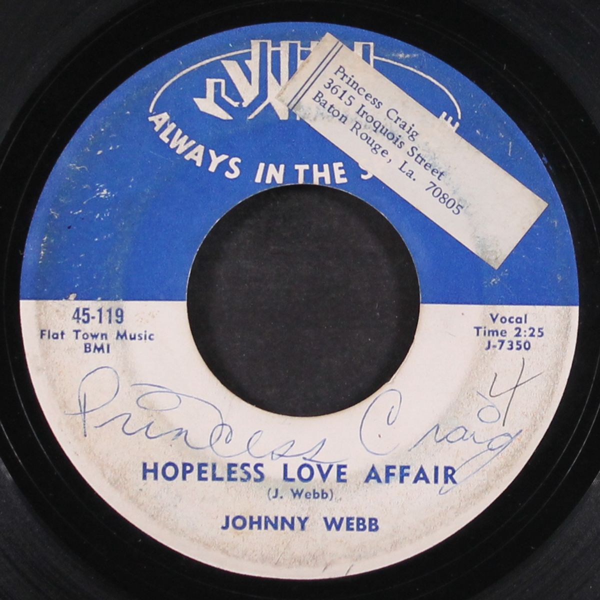 hopeless love affair / broken hearted me by JOHNNY WEBB