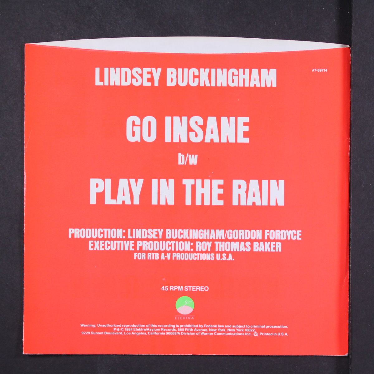 go insane / play in the rain by LINDSEY BUCKINGHAM