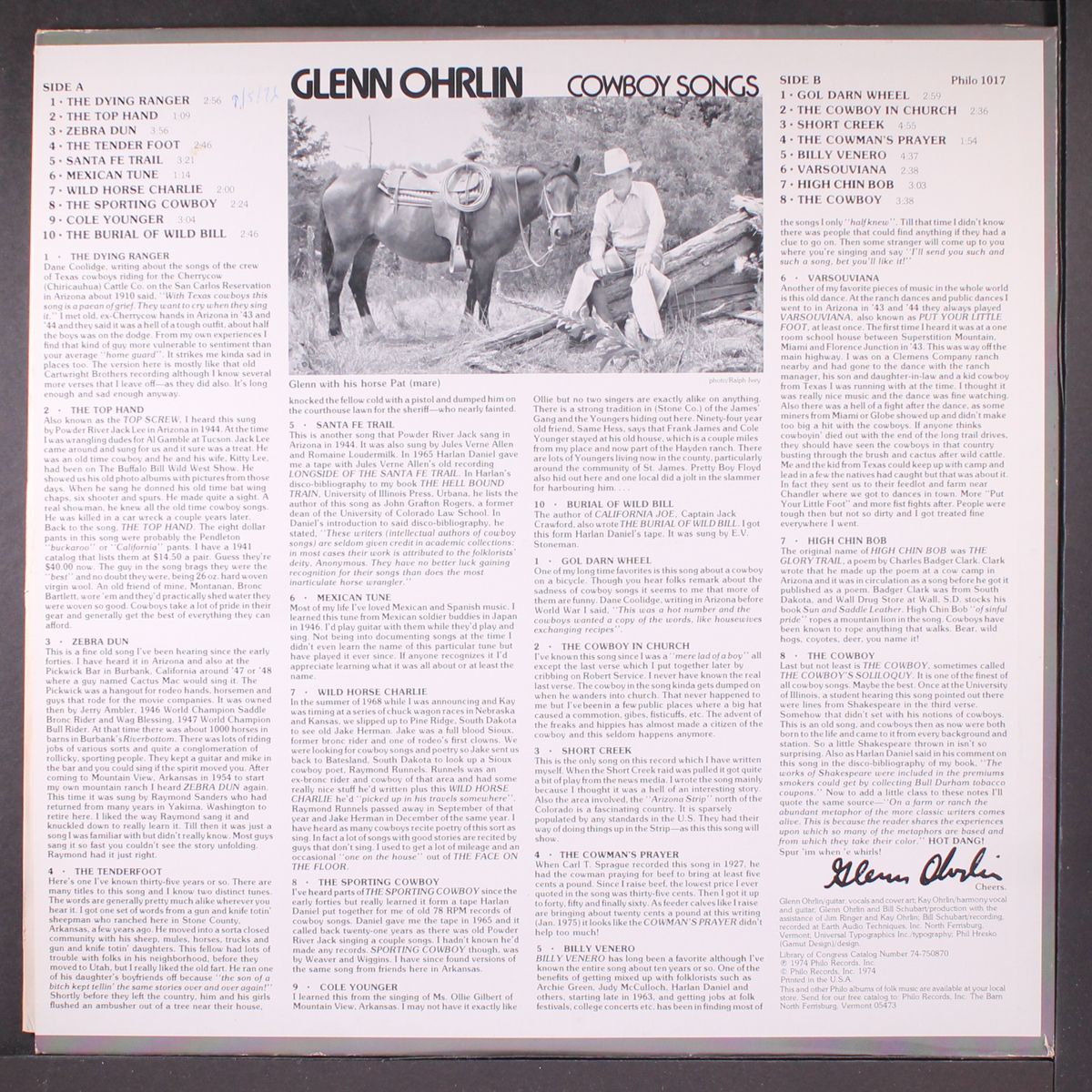 cowboy songs by GLENN OHRLIN