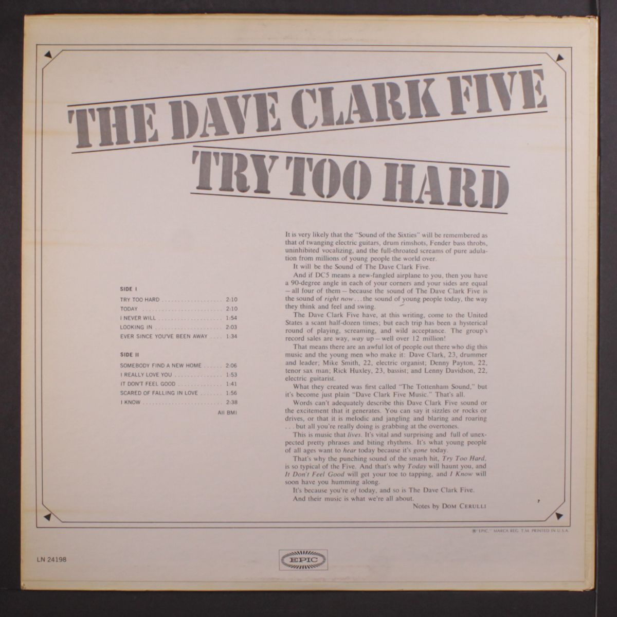 try too hard by DAVE CLARK FIVE