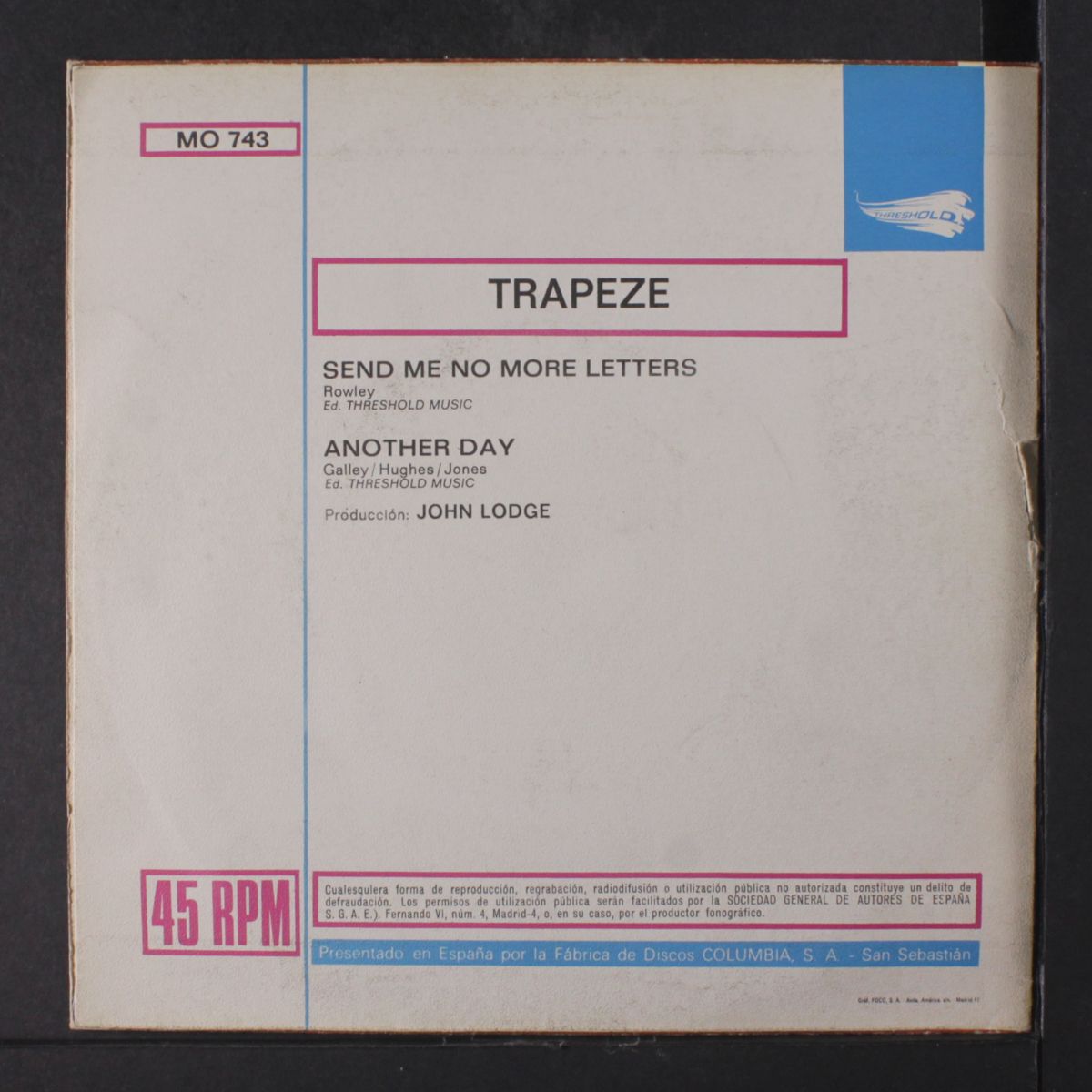 send me no more letters / another day by TRAPEZE