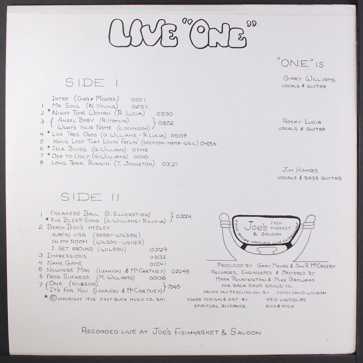 live 'one', recorded live at joe's fishmarket and saloon by ONE