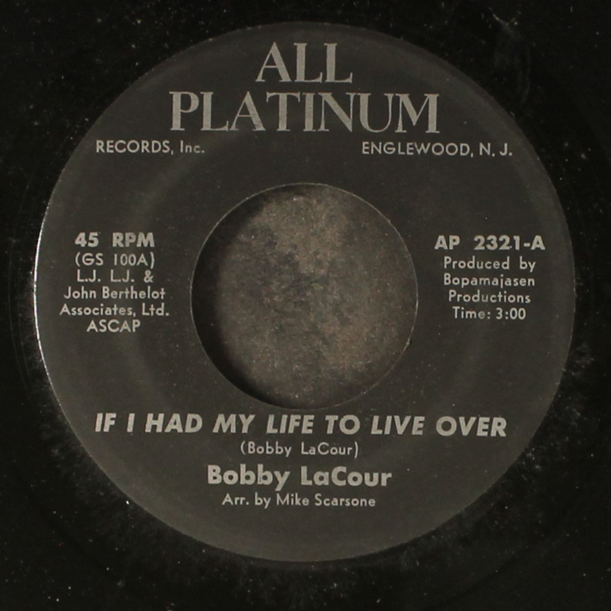 if i had my life to live over by BOBBY LACOUR