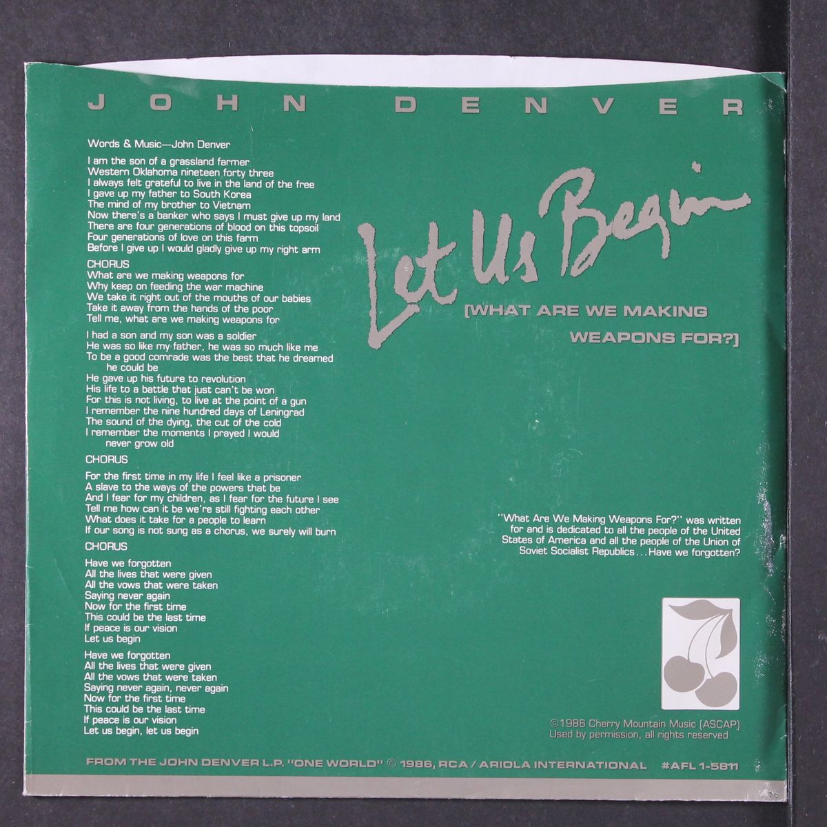 flying for me / let us begin by JOHN DENVER