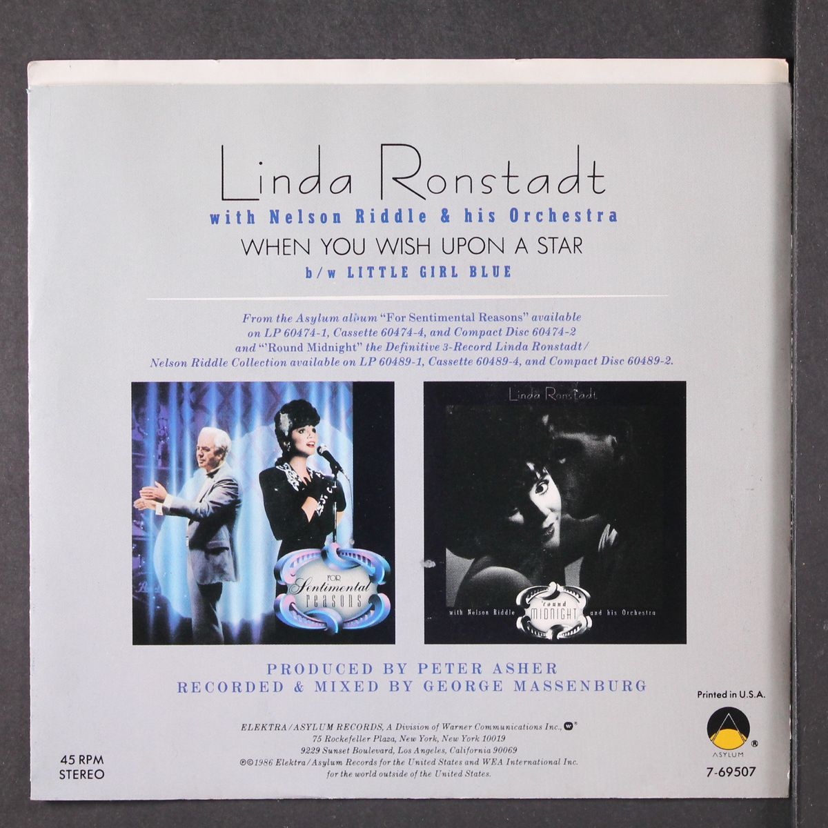 when you wish upon a star / little girl blue by LINDA RONSTADT