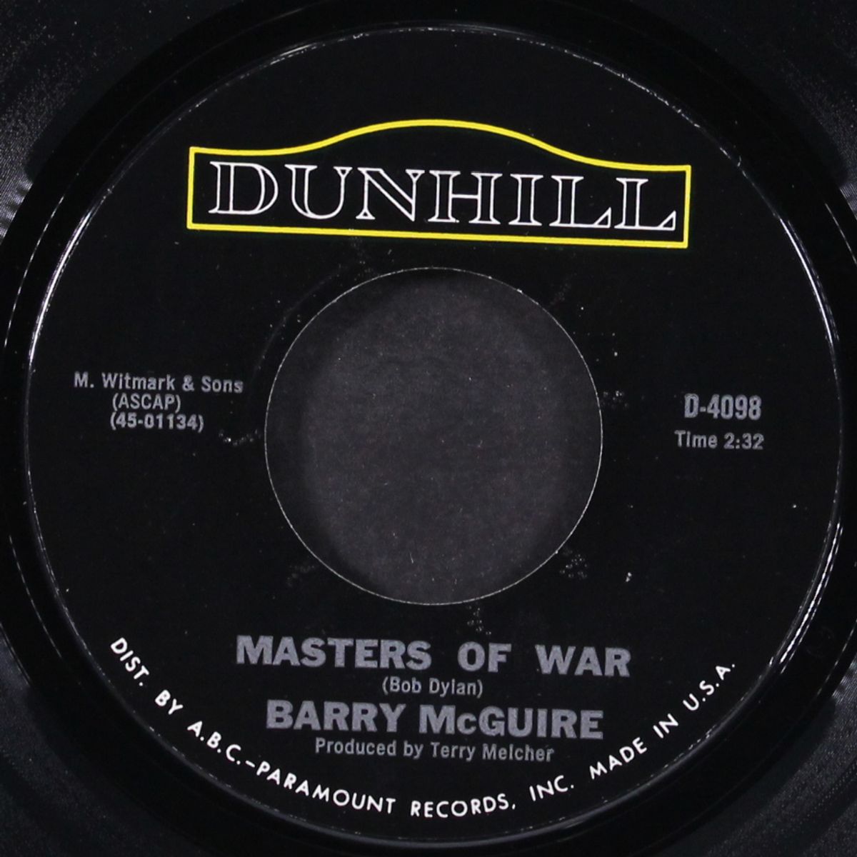 why not stop and dig it while you can / masters of war by BARRY MCGUIRE