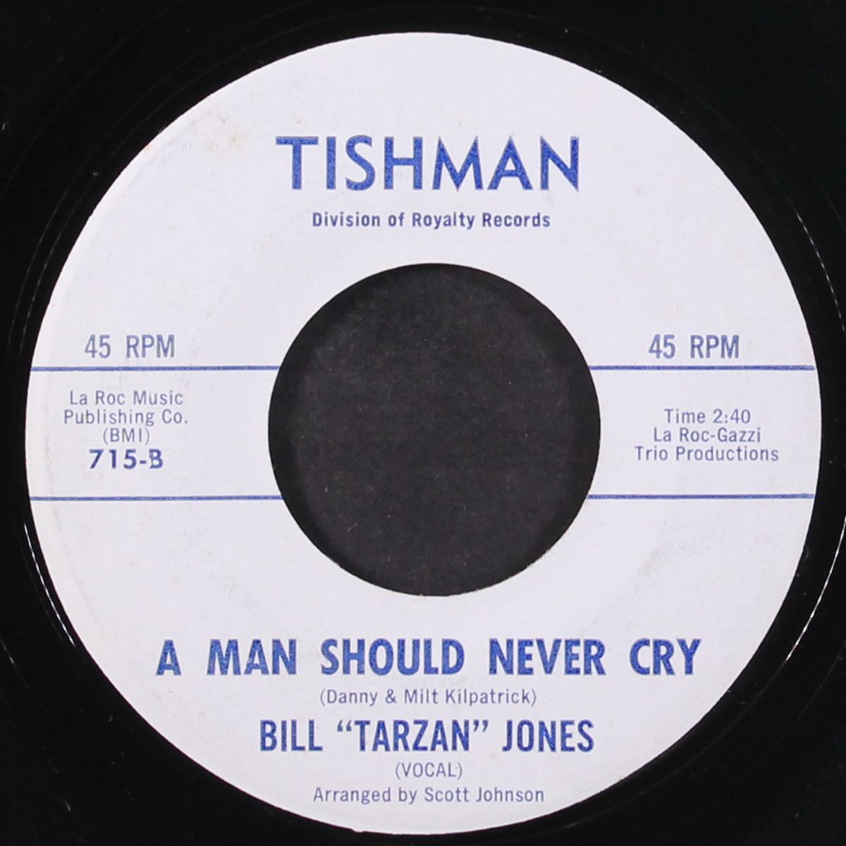 a man should never cry / oh jane by BILL JONES