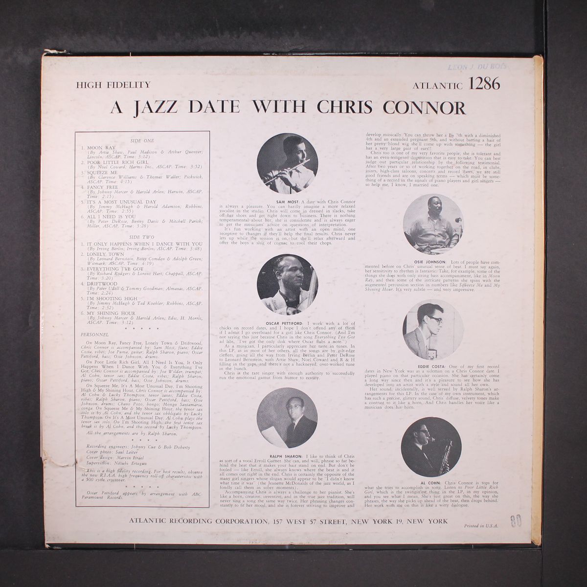 a jazz date with by CHRIS CONNOR