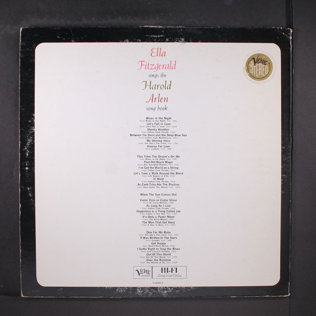 sings the harold arlen song book by ELLA FITZGERALD