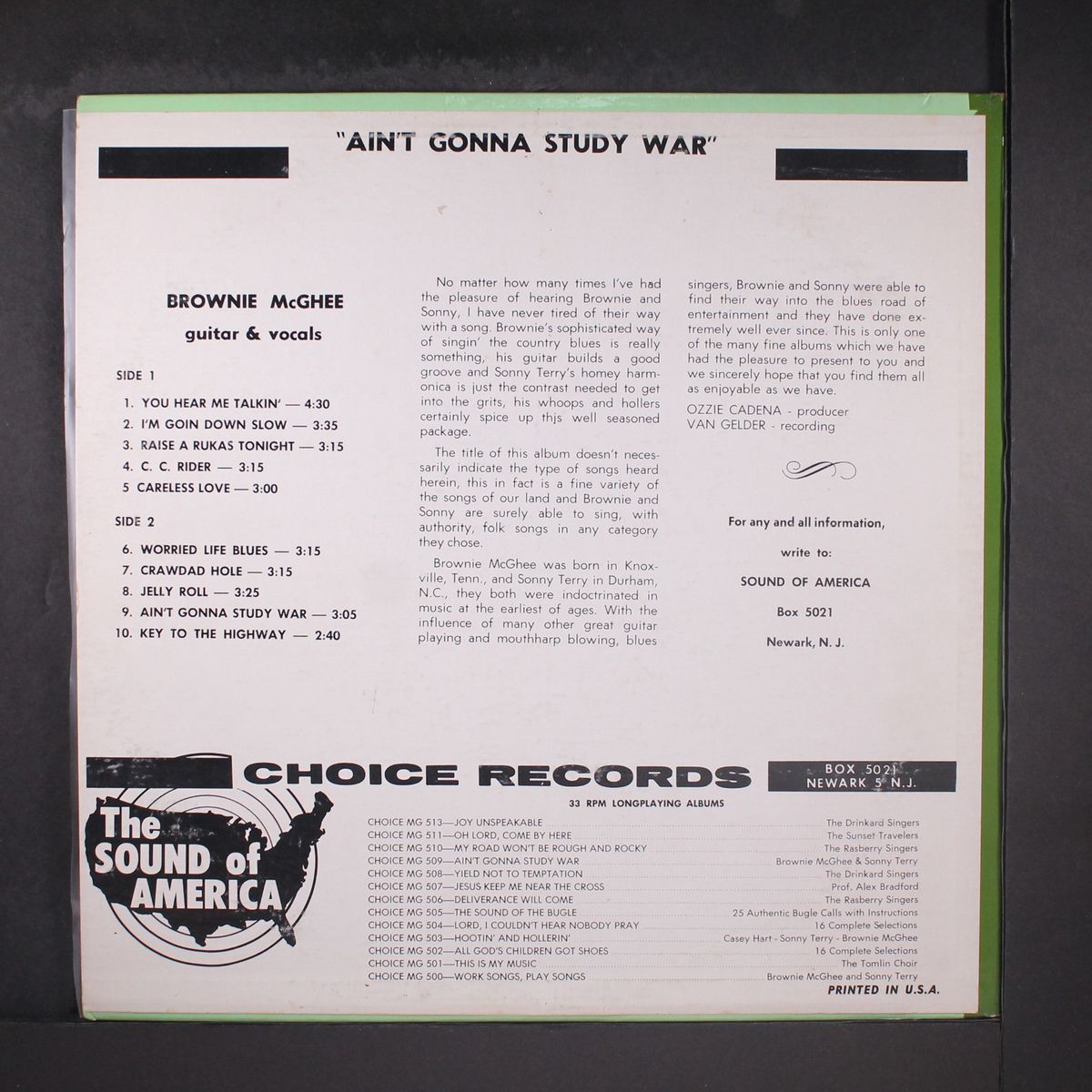 ain't gonna study war by BROWNIE MCGHEE & SONNY TERRY