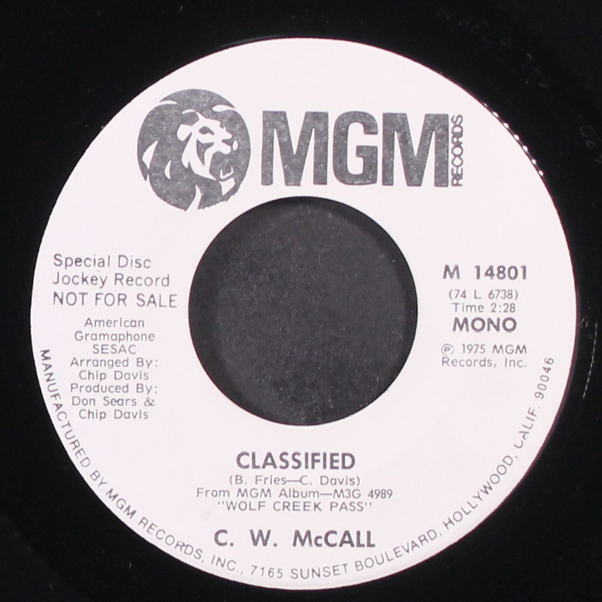 classified by C.W. MCCALL