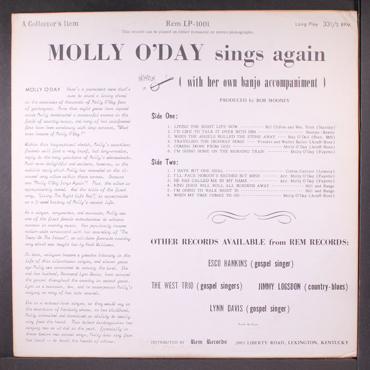 12 sacred songs by MOLLY O'DAY