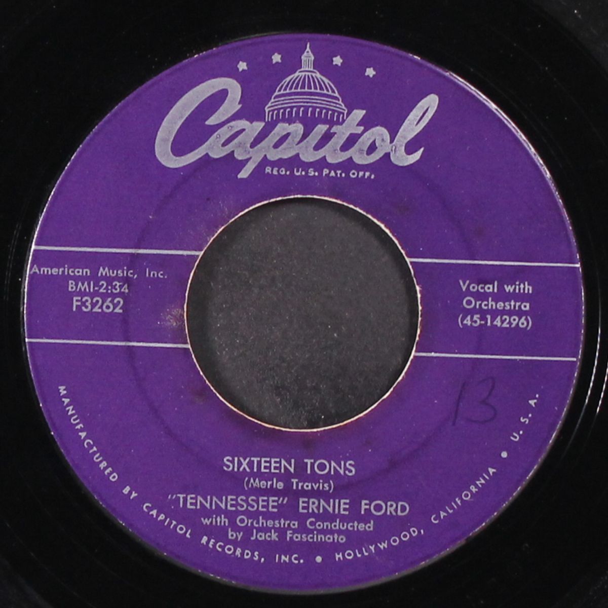 sixteen tons / you don't have to be a baby to cry by 'TENNESSEE' ERNIE FORD