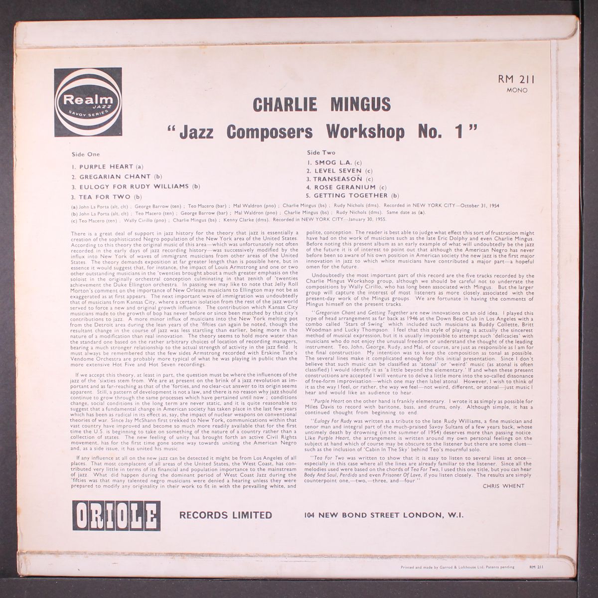 jazz composers workshop no. 1 by CHARLIE MINGUS