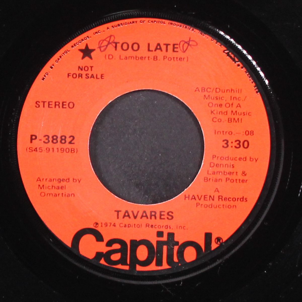 too late / leave it up to the lady by TAVARES