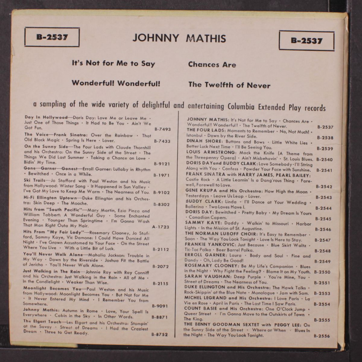 it's not for me to say + 3 by JOHNNY MATHIS