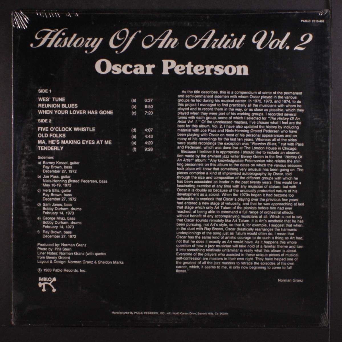 history of an artist, vol. 2 by OSCAR PETERSON