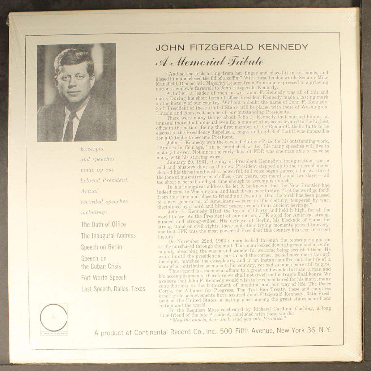 a memorial tribute by JOHN F. KENNEDY
