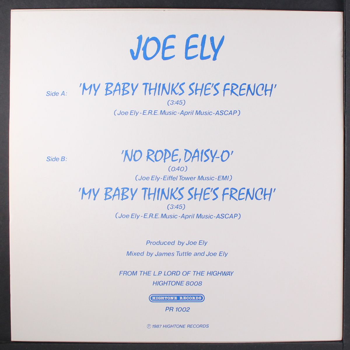 my baby thinks she's french by JOE ELY