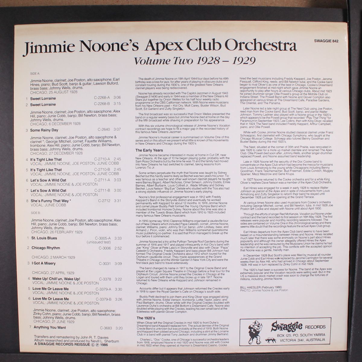 apex club orchestra, vol. 2 1928-1929 by JIMMIE NOONE