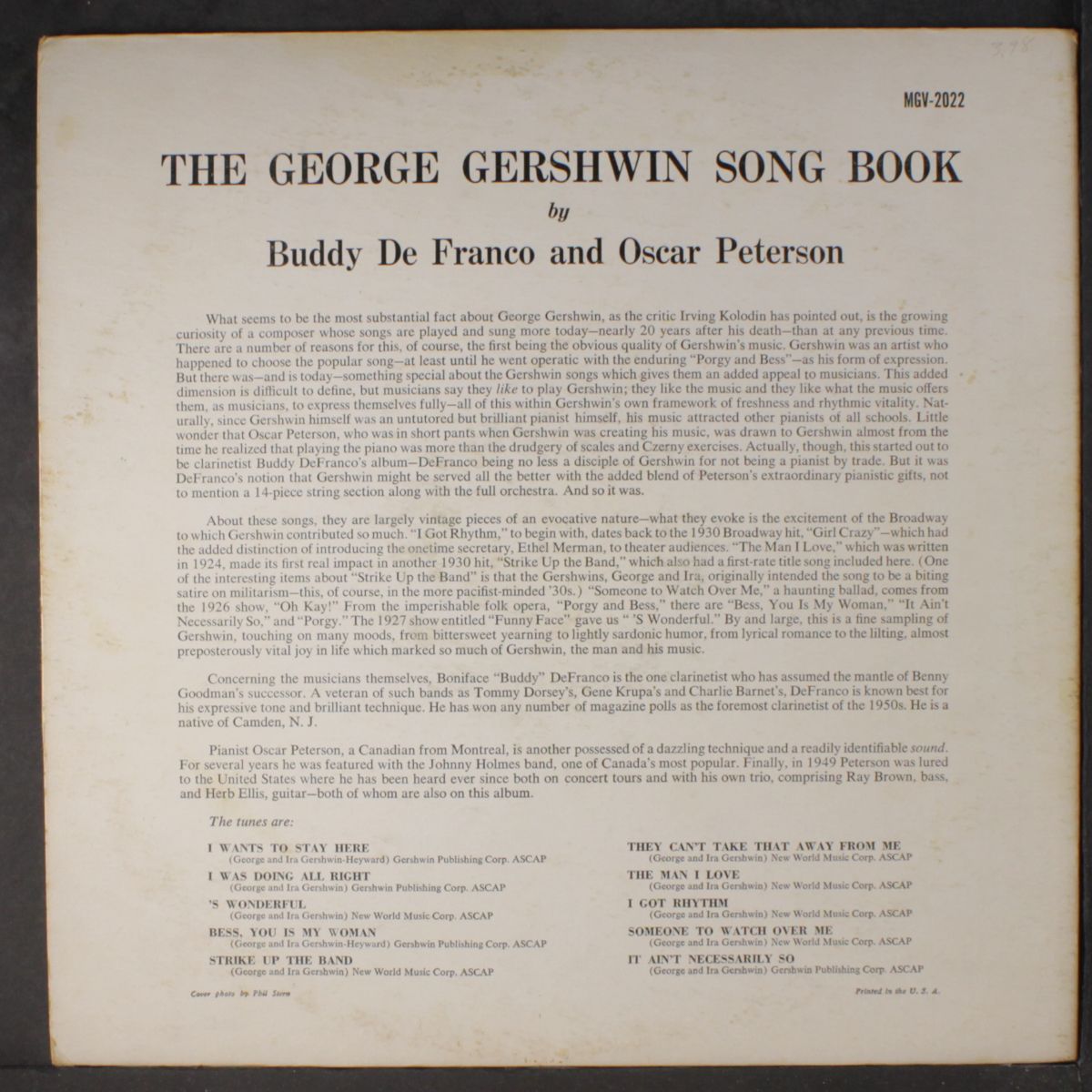 the george gershwin song book by BUDDY DE FRANCO & OSCAR PETERSON
