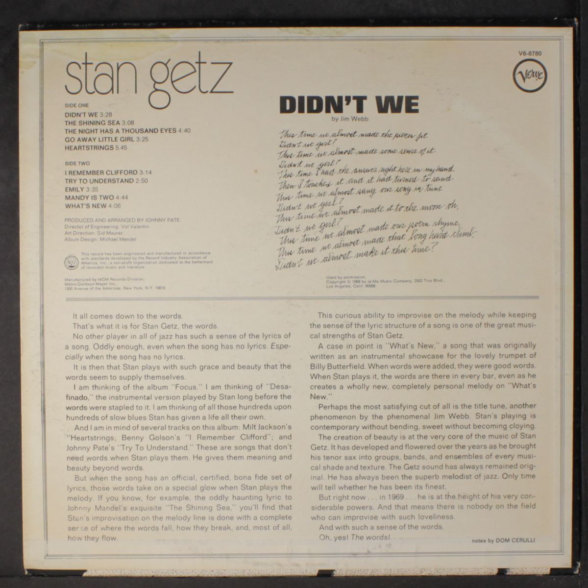 didn't we by STAN GETZ