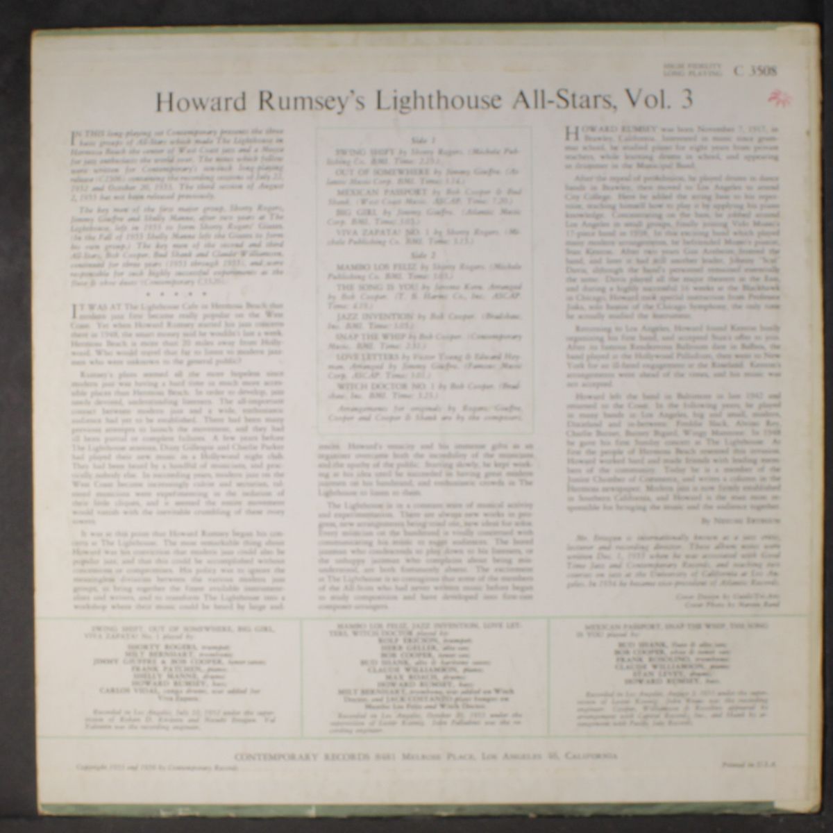volume three by HOWARD RUMSEY'S LIGHTHOUSE ALL-STARS