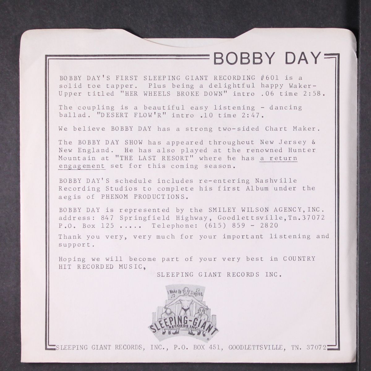 her wheels broke down / desert flow'r by BOBBY DAY