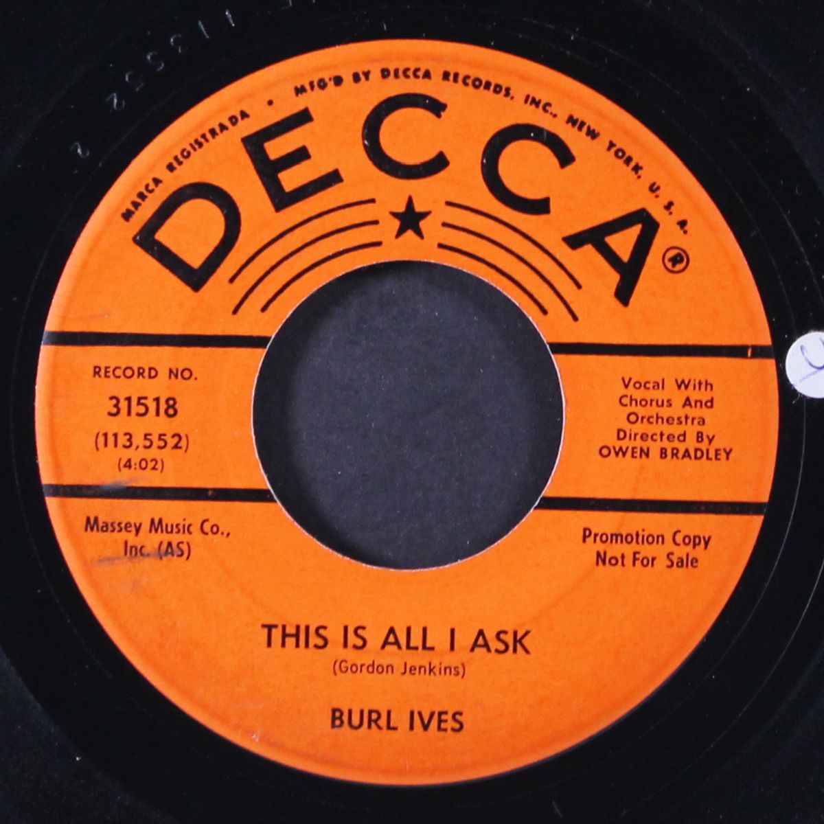 there goes another pal of mine / this is all i ask by BURL IVES