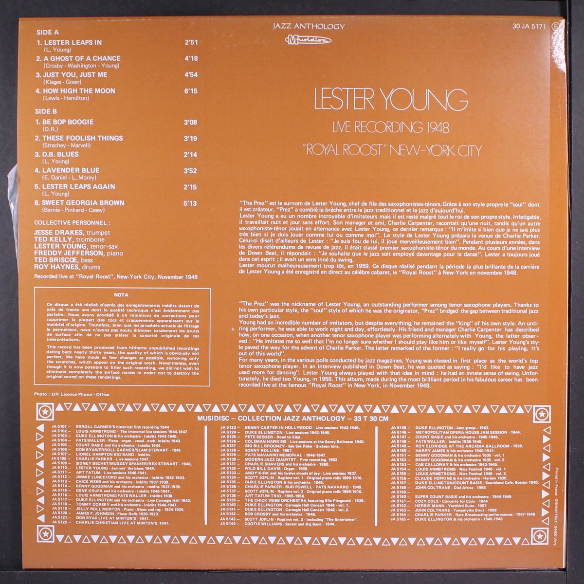 live recording 1948 at royal roost, new york city by LESTER YOUNG
