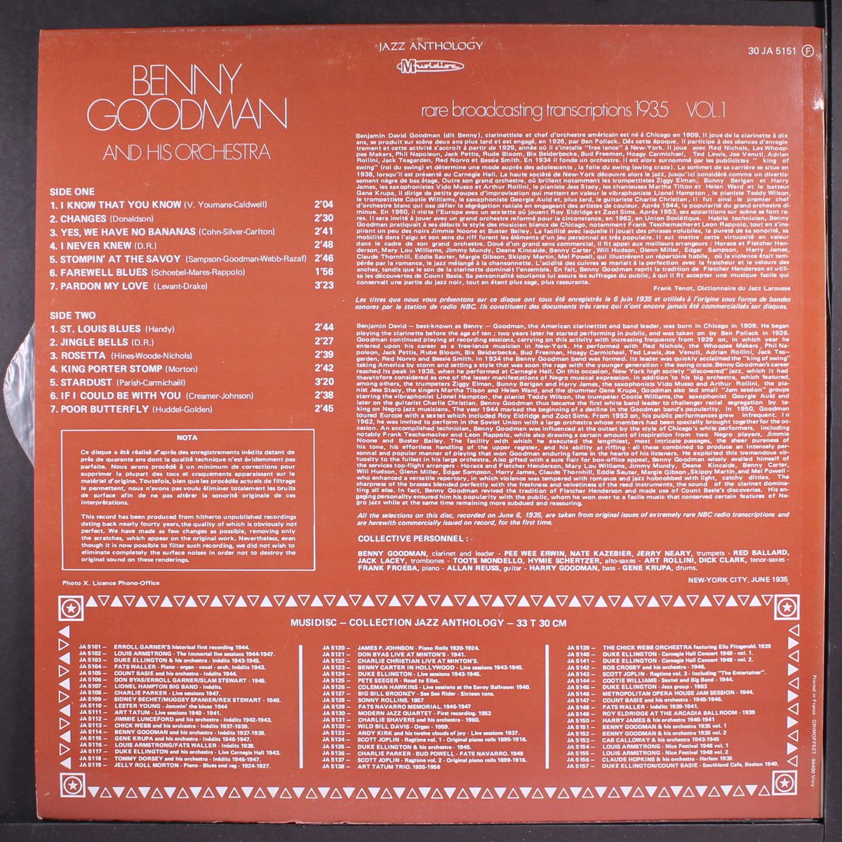 rare broadcasting transcriptions 1935 by BENNY GOODMAN